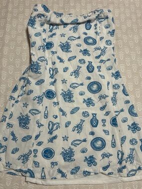 Girls' Blue & White Sleeveless Print Tank Top